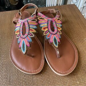 Coconuts beaded boho flat thong sandals 8